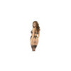 Ensemble 3 pièces Palma en dentelle noir, soutien gorge avec armatures, porte jarretelles et string assorti 